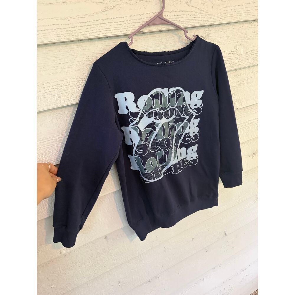 Rolling Stones Navy Graphic Sweatshirt Pullover Top Women's Size XS - Picture 4 of 5